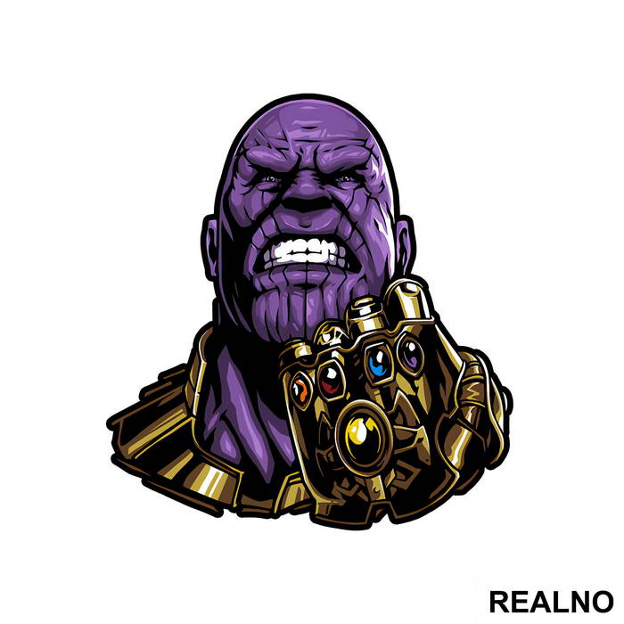 Looking Down With The Infinity Gauntlet - Thanos - Avengers - Nalepnica