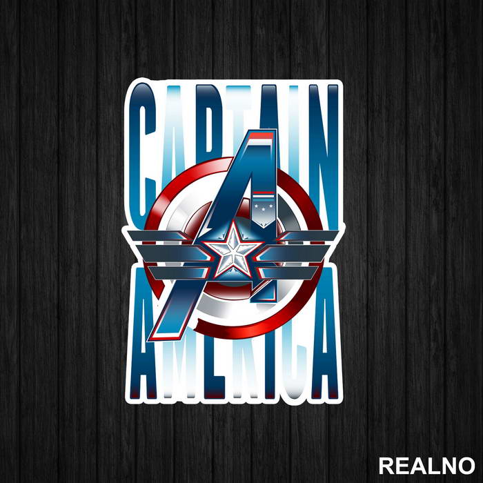 Shield And Logo - Captain America - Avengers - Nalepnica