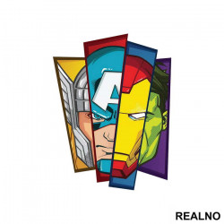 4 Faces - Thor - Captain America - Iron Man - Hulk - Avengers - Nalepnica 4 Faces - Thor - Captain America - Iron Man - Hulk - Avengers - Nalepnica