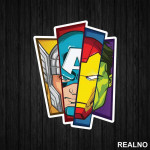 4 Faces - Thor - Captain America - Iron Man - Hulk - Avengers - Nalepnica