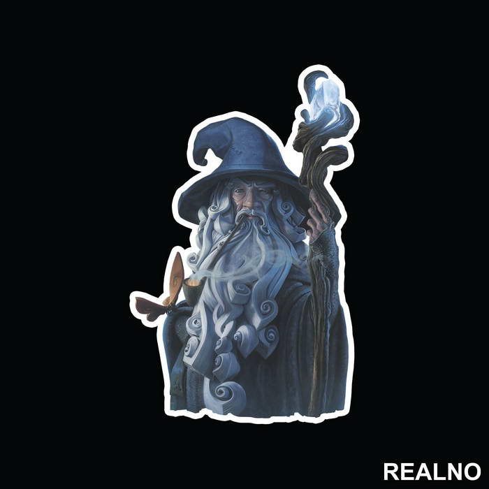 Gandalf With A Glowing Staff - Lord Of The Rings - LOTR - Nalepnica