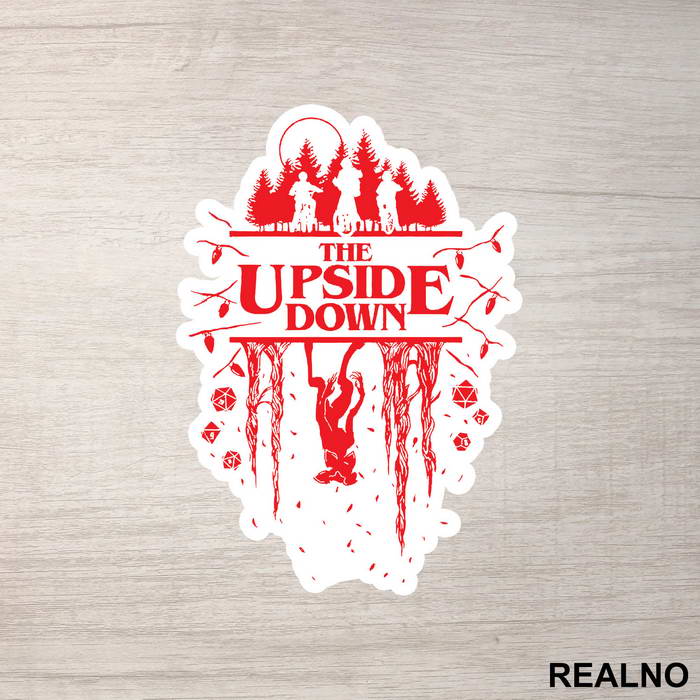 The Upside Down - Red - Stranger Things - Nalepnica