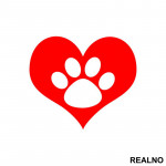 Red Heart And Paw - Pas - Dog - Nalepnica