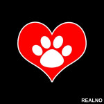 Red Heart And Paw - Pas - Dog - Nalepnica