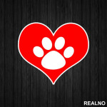 Red Heart And Paw - Pas - Dog - Nalepnica