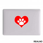 Red Heart And Paw - Pas - Dog - Nalepnica