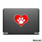 Red Heart And Paw - Pas - Dog - Nalepnica