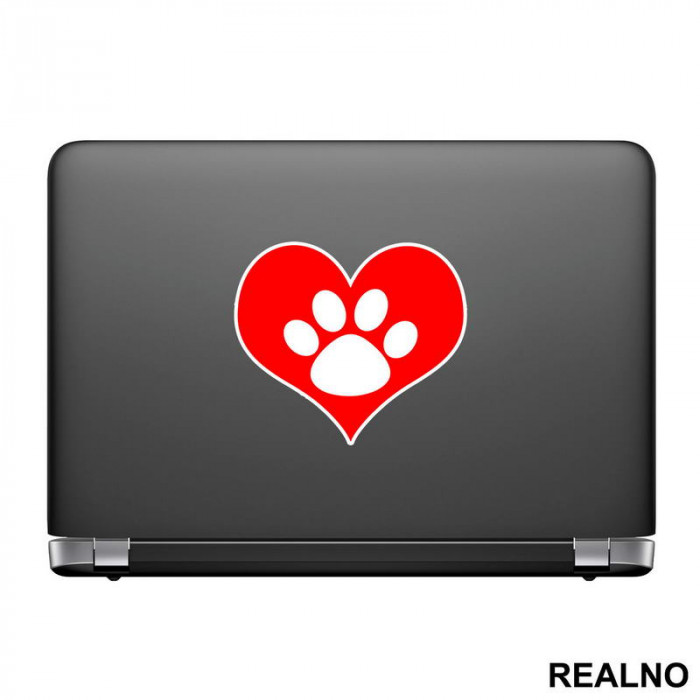 Red Heart And Paw - Pas - Dog - Nalepnica