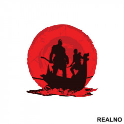 Red And Black - Ship - Kratos And Atreus - God Of War - Nalepnica