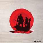 Red And Black - Ship - Kratos And Atreus - God Of War - Nalepnica