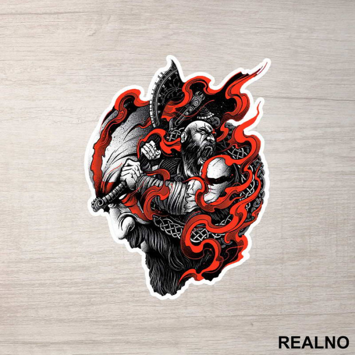 Red Smoke - Kratos - God Of War - Nalepnica