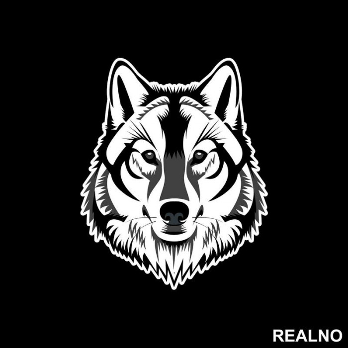 Wolf Head - Grey Illustration - Vuk - Životinje - Nalepnica