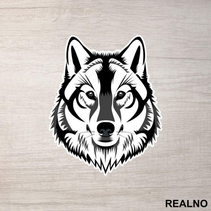 Wolf Head - Grey Illustration - Vuk - Životinje - Nalepnica