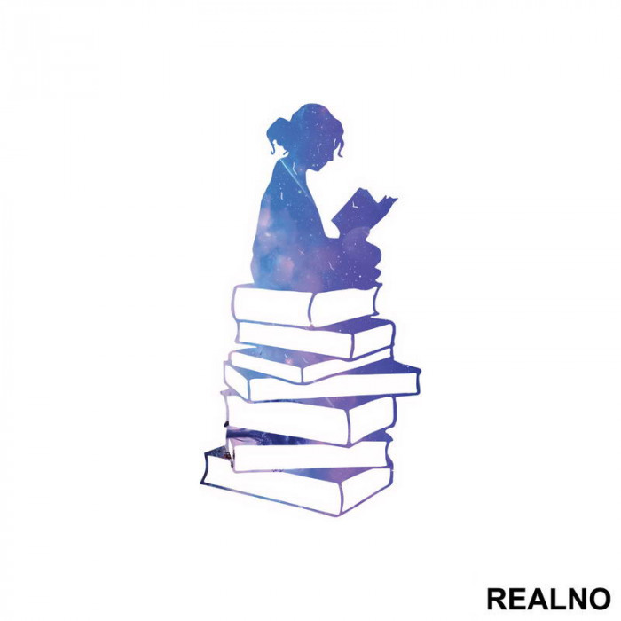 Girl Reading - Silhouette - Colors - Books - Čitanje - Knjige - Nalepnica