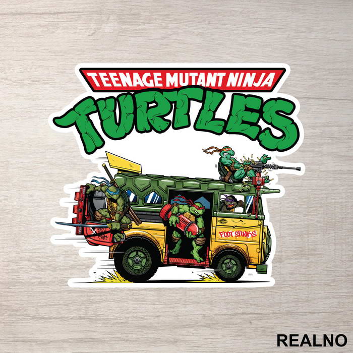 Turtle Van And Logo - Nindža Kornjače - Nalepnica
