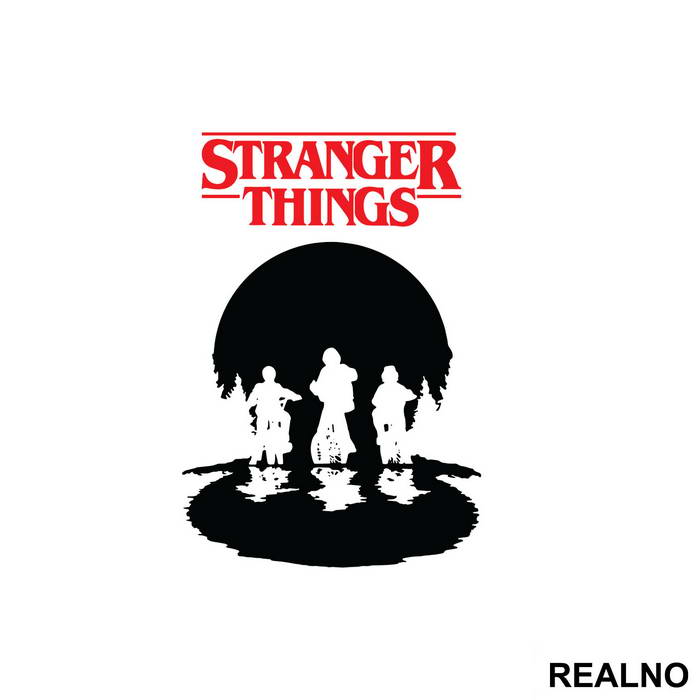Mike, Dustin And Lucas - Red Logo - Stranger Things - Nalepnica
