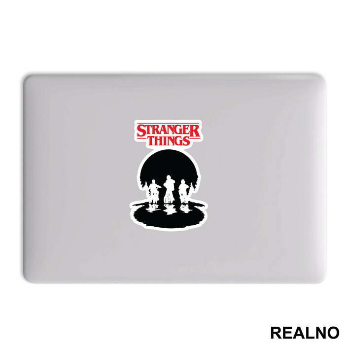 Mike, Dustin And Lucas - Red Logo - Stranger Things - Nalepnica