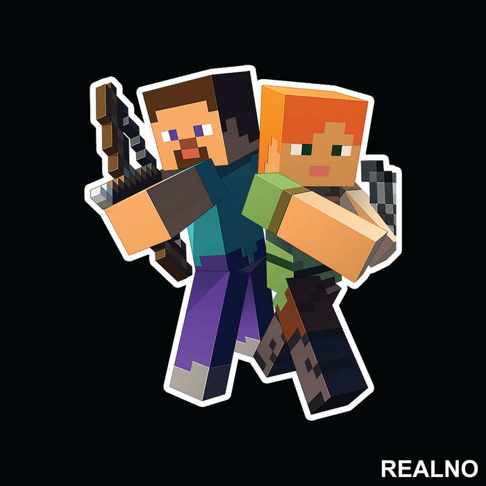 Steve And Alex - Minecraft - Nalepnica