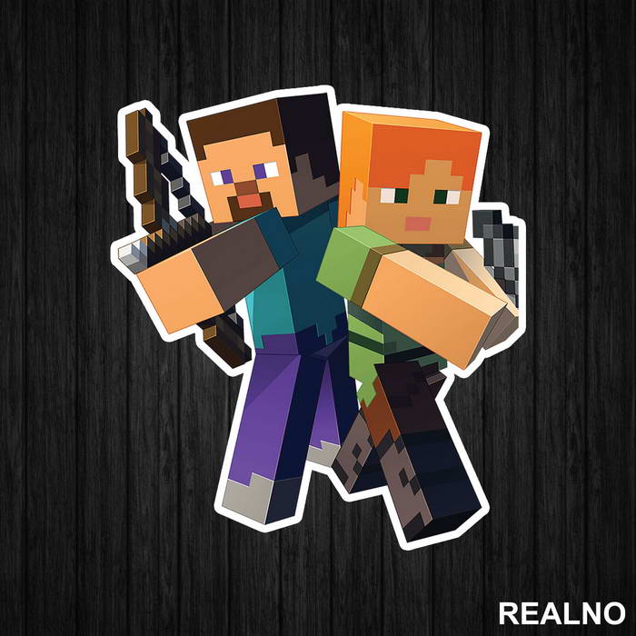 Steve And Alex - Minecraft - Nalepnica