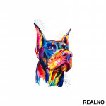 Doberman Colorful Art - Životinje - Nalepnica