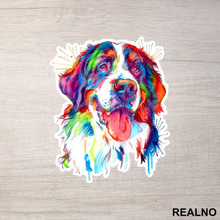 Bernese Mountain Dog Colorful Art - Životinje - Nalepnica