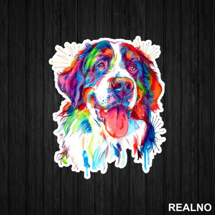 Bernese Mountain Dog Colorful Art - Životinje - Nalepnica