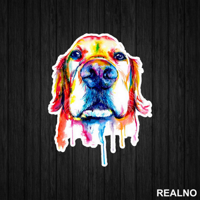 Golden Retriever Colorful Art - Životinje - Nalepnica