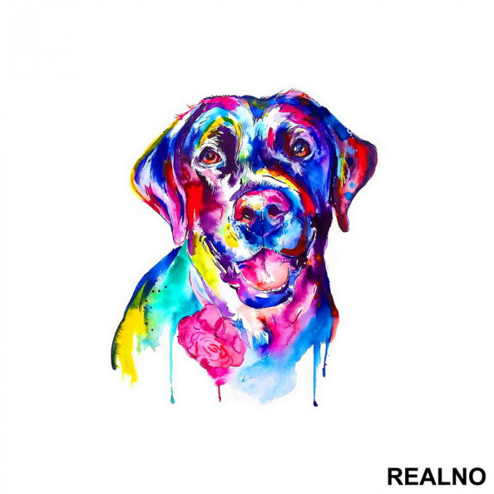 Black Lab Colorful Art - Životinje - Nalepnica