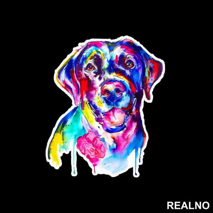 Black Lab Colorful Art - Životinje - Nalepnica