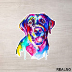 Black Lab Colorful Art - Životinje - Nalepnica