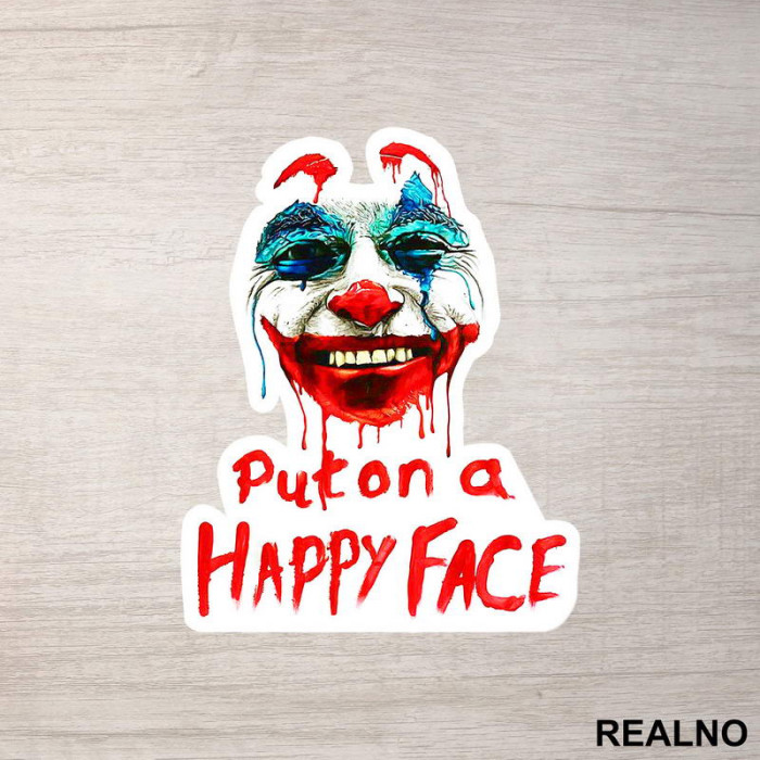 Put On A Happy Face - Face Paint - Joker - Nalepnica