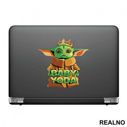 Baby Yoda With A Crown - Yoda - Mandalorian - Star Wars - Nalepnica Baby Yoda With A Crown - Yoda - Mandalorian - Star Wars - Nalepnica