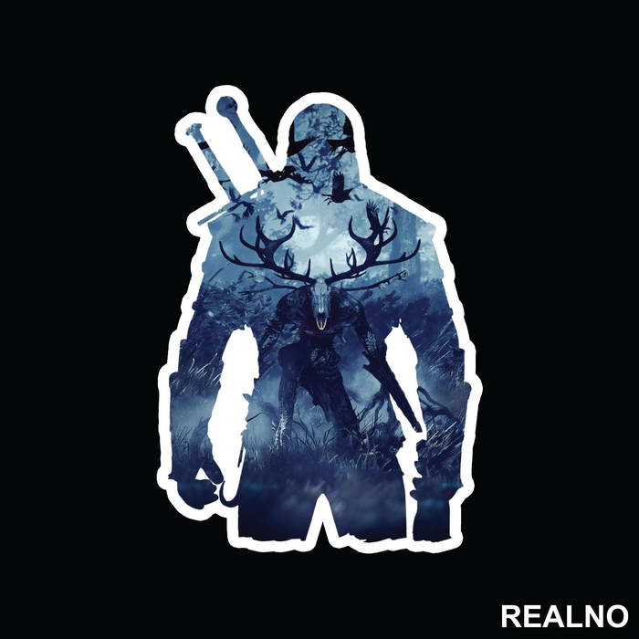 Geralt Blue Double Exposure - The Witcher - Nalepnica