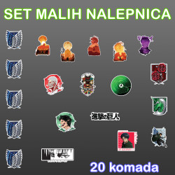 Attack On Titan Set Malih Nalepnica - 20kom Attack On Titan Set Malih Nalepnica - 20kom