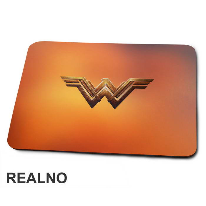 Orange Background - Golden Logo - Wonder Woman - Podloga za miš