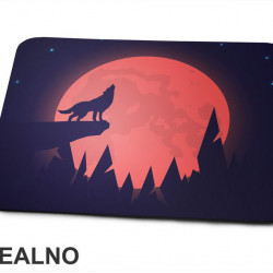 Silhuette Of A Wolf Howling At The Full Red Moon - Vuk - Životinje - Podloga za miš