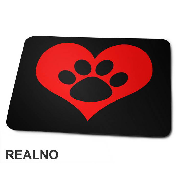 Red Heart And Paw - Pas - Dog - Podloga za miš
