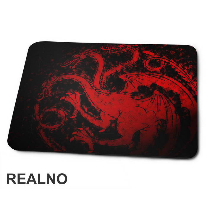 Fire And Blood Black And Red Smeary- House Targaryen Sigil - Game Of Thrones - GOT - Podloga za miš
