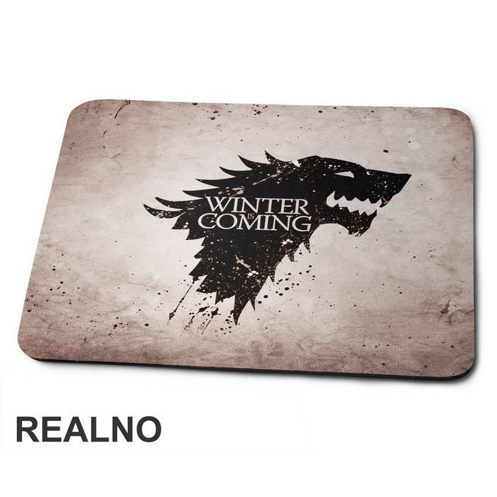 Winter Is Coming Black Dire Wolf Splatter - House Stark Sigil - Game Of Thrones - GOT - Podloga za miš