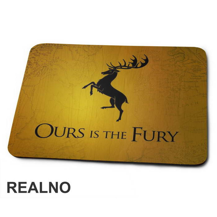 Ours Is The Fury - House Baratheon Sigil And Motto Yellow - Game Of Thrones - GOT - Podloga za miš