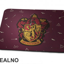 Gryffindor Logo With Background Symbols - Harry Potter - Podloga za miš