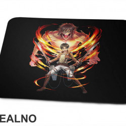 Eren And His Titan Form In Fire - Attack On Titan - Podloga za miš