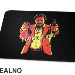Plata O Plomo Pablo Escobar Holing A Gun And A Bag Of Money - Narcos - Podloga za miš