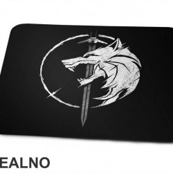 Wolf Head And Geralts Sword - The Witcher - Podloga za miš