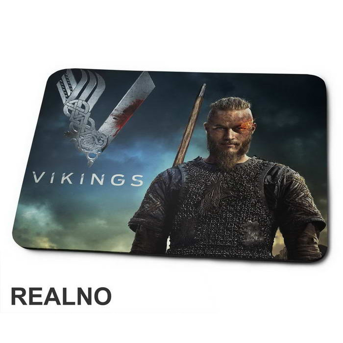 Ragnar Lothbrok And Logo - Vikings - Podloga za miš