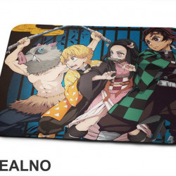 Drawing - Tanjiro, Nezuko, Inosuke And Zenitsu - Travelling Companions - Demon Slayer - Podloga za miš Drawing - Tanjiro, Nezuko, Inosuke And Zenitsu - Travelling Companions - Demon Slayer - Podloga za miš