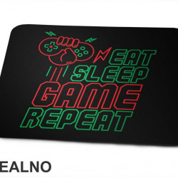 Eat, Sleep, Game, Repeat - Green And Red - Geek - Podloga za miš