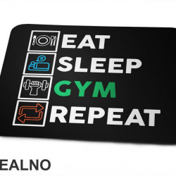 Eat, Sleep, Gym, Repeat - Green, Orange And Blue Symbols - Trening - Podloga za miš Eat, Sleep, Gym, Repeat - Green, Orange And Blue Symbols - Trening - Podloga za miš