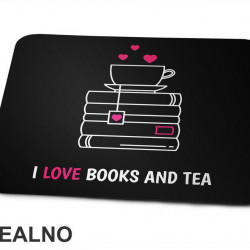I Love Books And Tea - White And Pink - Books - Čitanje - Knjige - Podloga za miš