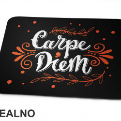 Carpe Diem With Orange Ornaments - Motivation - Quotes - Podloga za miš